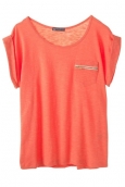 PETIT BATEAU T-shirt femme col rond en jersey flammé 32990 20 Orange