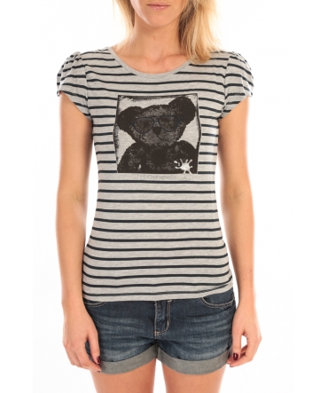 LULU CASTAGNETTE T-Shirt Liss Rayure Gris