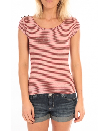 LULU CASTAGNETTE T-Shirt Jeny Rayé Rouge