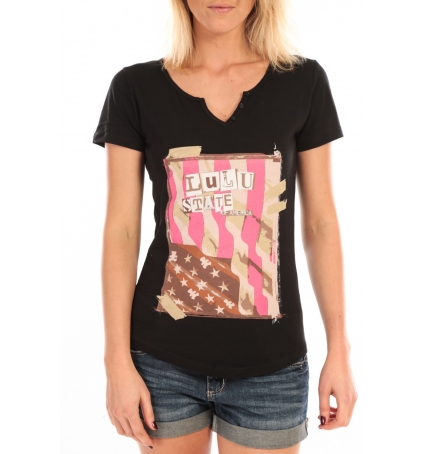 LULU CASTAGNETTE T-Shirt Mimi Flamme Print Noir