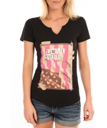 LULU CASTAGNETTE T-Shirt Mimi Flamme Print Noir