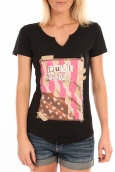 LULU CASTAGNETTE T-Shirt Mimi Flamme Print Noir