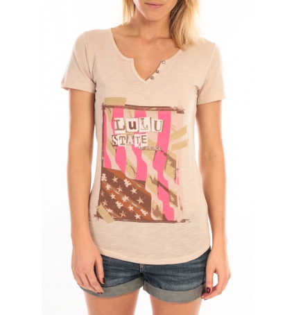 LULU CASTAGNETTE T-Shirt Mimi Flamme Print Beige