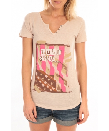 LULU CASTAGNETTE T-Shirt Mimi Flamme Print Beige