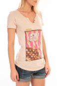 LULU CASTAGNETTE T-Shirt Mimi Flamme Print Beige