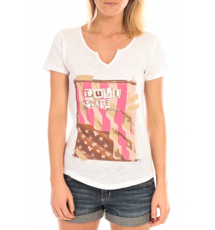 LULU CASTAGNETTE T-Shirt Mimi Flamme Print Blanc