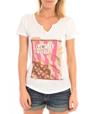 LULU CASTAGNETTE T-Shirt Mimi Flamme Print Blanc