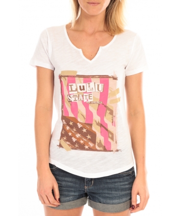 LULU CASTAGNETTE T-Shirt Mimi Flamme Print Blanc