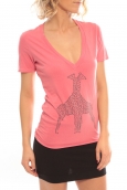 So Charlotte V neck short sleeves Giraffe T00-91-80 Rose