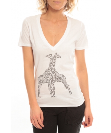 So Charlotte V neck short sleeves Giraffe T00-91-80 Blanc