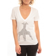 So Charlotte V neck short sleeves Giraffe T00-91-80 Blanc