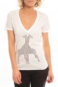 So Charlotte V neck short sleeves Giraffe T00-91-80 Blanc
