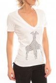 So Charlotte V neck short sleeves Giraffe T00-91-80 Blanc