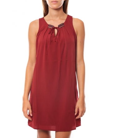 Vero Moda KRISTY S/L SHORT DRESS EX7 Rosewood