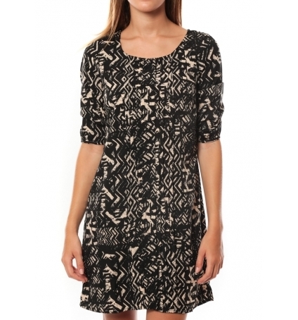 Vero Moda DRESS LEAH 3/4 SHORT EX7 Black/LATTE