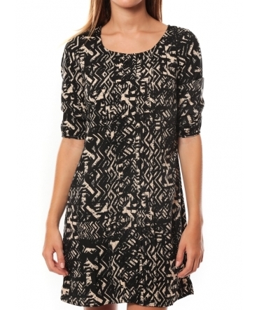 Vero Moda DRESS LEAH 3/4 SHORT EX7 Black/LATTE