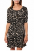 Vero Moda DRESS LEAH 3/4 SHORT EX7 Black/LATTE