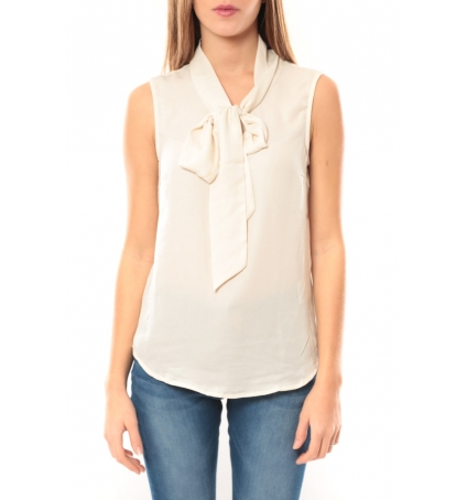 Vero Moda Heston S/L Bow Top 10099278 Écru