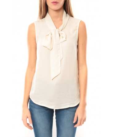 Vero Moda Heston S/L Bow Top 10099278 Écru