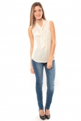 Vero Moda Heston S/L Bow Top 10099278 Écru