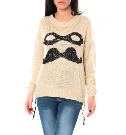 De Fil en Aiguille Pull Moustache C320 Écru - 1 acheté = 1 offert