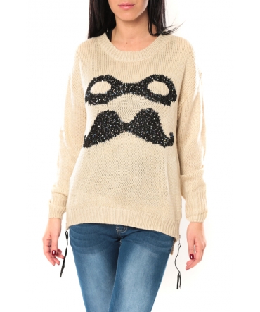 De Fil en Aiguille Pull Moustache C320 Écru