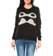 De Fil en Aiguille Pull Moustache C320 Noir 