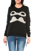 De Fil en Aiguille Pull Moustache C320 Noir