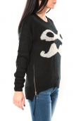 De Fil en Aiguille Pull Moustache C320 Noir