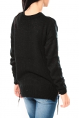 De Fil en Aiguille Pull Moustache C320 Noir