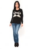 De Fil en Aiguille Pull Moustache C320 Noir