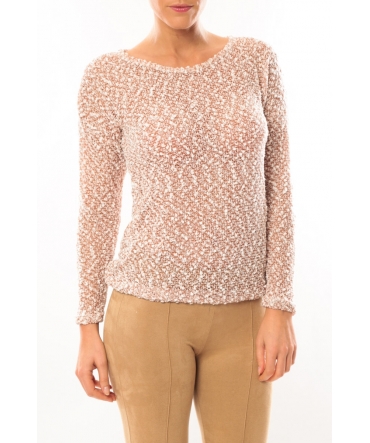 De Fil en Aiguille Pull X815 Marron/Blanc