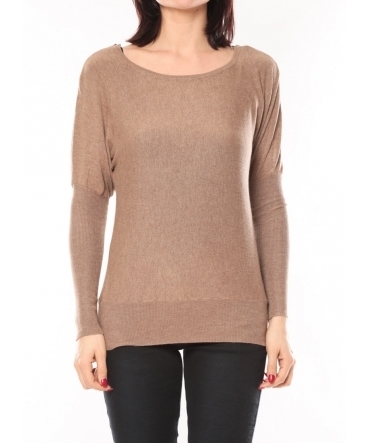 De Fil en Aiguille Pull 2484 Taupe - 1 acheté = 1 offert