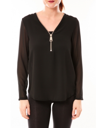 Vera & Lucy Chemisier Simple Noir - 1 acheté = 1 offert