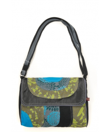 Bamboo's Fashion Petit Sac Besace Libreville GN-155 Gris/Vert/Bleu 