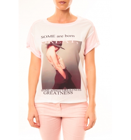 By La Vitrine Tee-shirt B005 Blanc/Rose