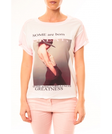 By La Vitrine Tee-shirt B005 Blanc/Rose