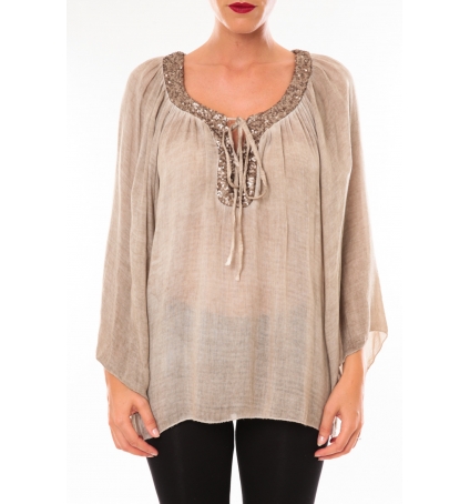 TCQB Tunique TDI paillettes taupe