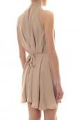 Robe tour de cou col strass Beige