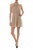 Robe tour de cou col strass Beige