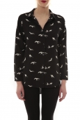 Chemise Noir Oiseaux Blanc