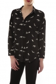 Chemise Noir Oiseaux Blanc