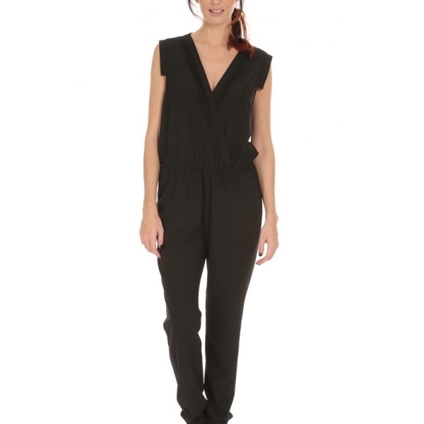 Les Petites Bombes Combi Crepe Noire Dentelle Dos S160904 La Vitrine De La Mode