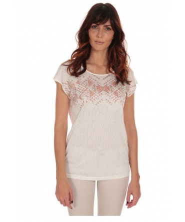 Tee Shirt Manches courtes motif irisé Blanc