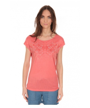 Tee Shirt Manches courtes motif irisé Corail