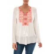 Top Pink Blanc Broderie Corail