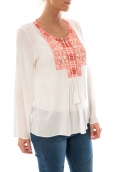 Top Pink Blanc Broderie Corail