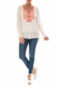 Top Pink Blanc Broderie Corail