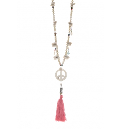 Collier sautoir Peace Rouge Collier sautoir Peace Rouge