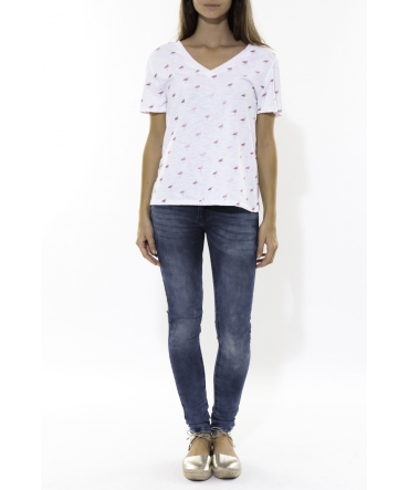 Tee Shirt Zinka Blanc Signe Rose KT107